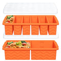 2 Pack Silicone Freezer Trays with Lid (Orange（6+2）)