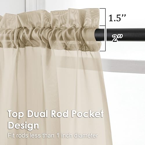 Taupe Sheer Curtains 54 Inches Long 2 Panels (Taupe / 42"W x 54"L (Pack of 2))
