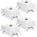 Washable White Table Cloths for 4 Ft Rectangle Tables (White / 84" x 60"-4 Pack)