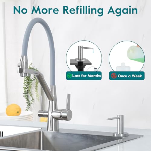 Upgraded Soap Dispenser for Kitchen Sink Brushed Nickel (Brushed Nickel)