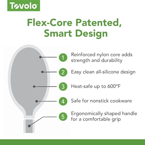 Flex Core Silicone Deep Spoon for Cooking Mixing Baking Serving (Charcoal / Solid Deep Spoon)