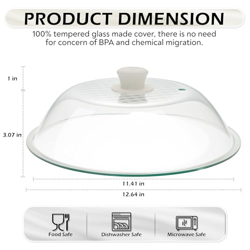 Lighter Weight Tempered Glass Microwave Splatter Cover (12.5 inch)