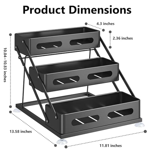3 Tier Foldable Spice Rack (Black)