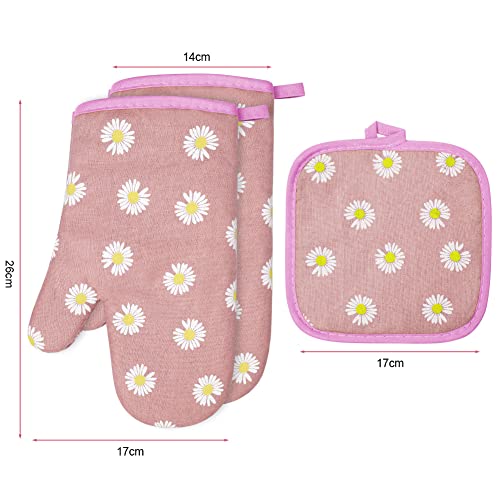 Oven Mitts and Potholders (Daisy-pink)