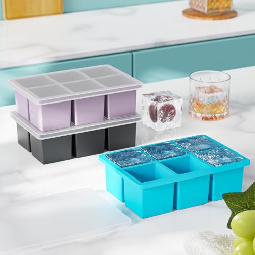 Large Ice Cube Tray for Whiskey (Black+Deepskyblue+Purple)