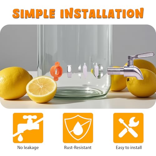 2 Gallon Glass Drink Dispenser with Stainless Steel Spigot (2 Gallon)