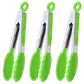 Mini Tongs with Silicone Tips 7" Cooking Tongs (7-Inch / Green)