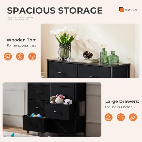 8 Drawer Black Dresser for Bedroom Tall (Ink / 31.5"D x 11.8"W x 36.4"H (8 Drawers))