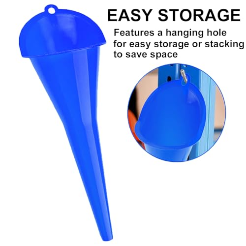 3-Pack Long-Neck Oil Funnels, 11" Multi-Purpose Funnels for Automotive & Motorcycle Use – Reusable Funnel for Oil, Gas & Transmission Fluid (Orange&Blue&Black) (Orange&Blue&Black)