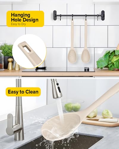 Pack of 2 Silicone Cooking Spoons (Khaki)