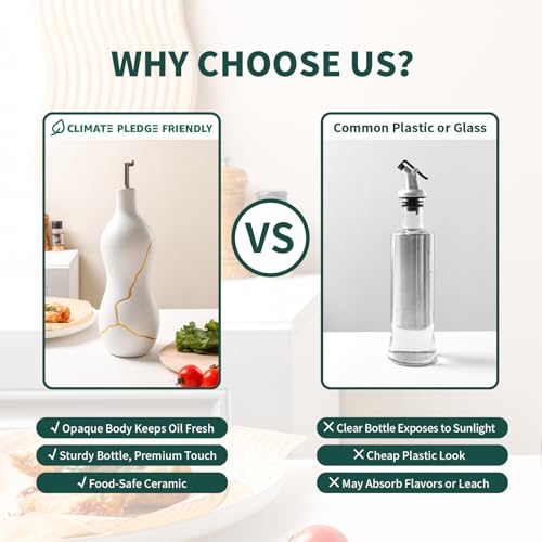 Ceramic Olive Oil Dispenser Bottle (White)