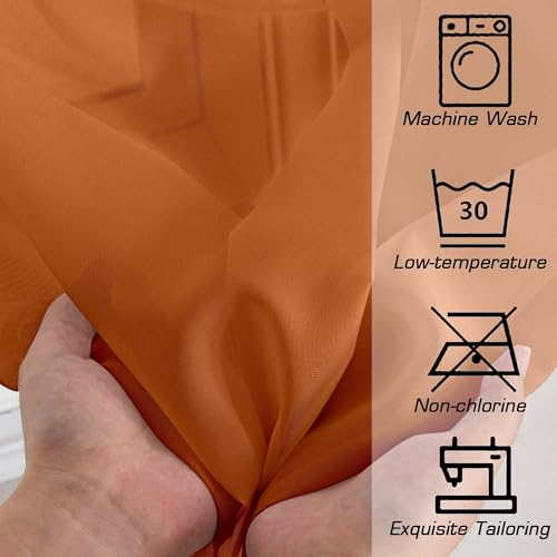 Sheer Curtains 72 Inches Long 2 Panels Set (Orange / 42"W x 72"L (Pack of 2))