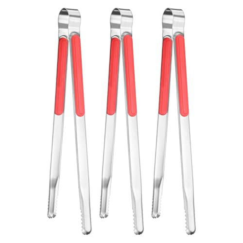 3 Pack Grill Tongs (Red / 11.6 Inch)