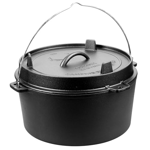 Pre Seasoned Cast Iron Camping Dutch Ovens (8QT)