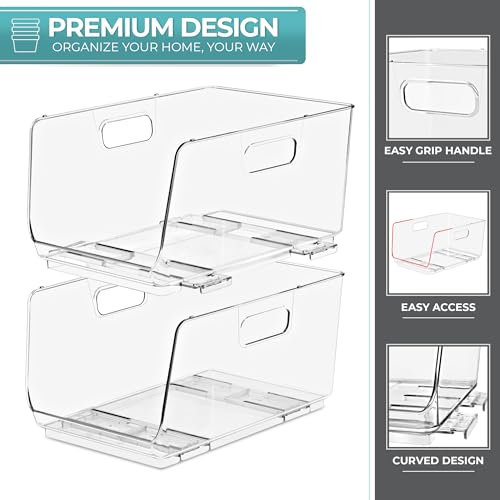 Stackable Storage Bins Open Front (Medium / 4 Pack)