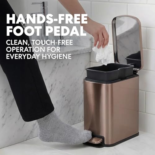 6L 1.6G Stainless Steel Bathroom Trash Can with Hands (Gold / Small)