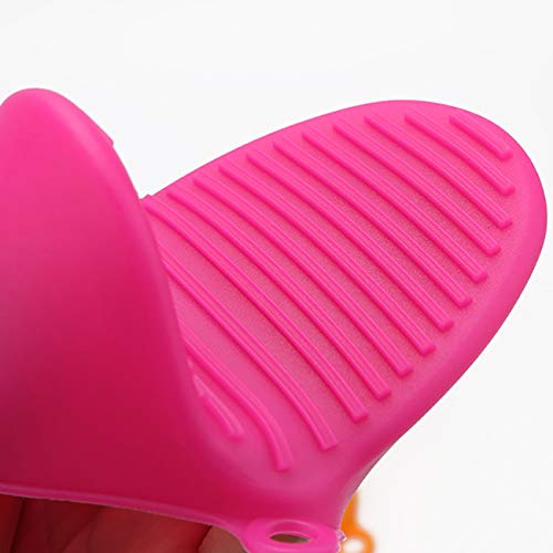 2 Pairs Mini Oven Gloves Silicone Oven Mitts Green and Rose Red (Green and Rose Red)