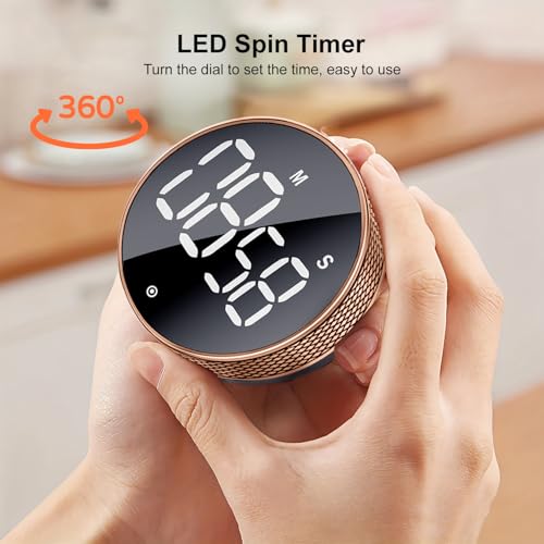 BlueSnail Kitchen Timer with LED Digital Display Smart Efficana for Home Classroom Gym Office (Rose Gold)