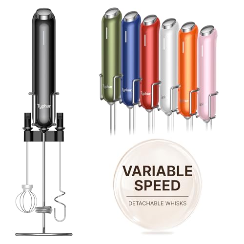 InstaWhisk Upgraded Milk Frother with Variable Speed (Black / Metal Stand)