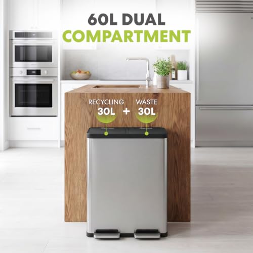 60 Liter 16 Gallon Rectangular Hands (Brushed Stainless Steel)
