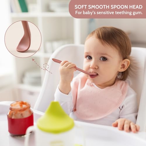 Silicone Baby Feeding Spoons (Pink)