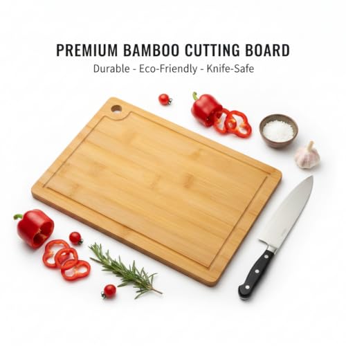 Small Bamboo Cutting Boards with Juice Groove (1Pack-11''x7.8''-Rectangular)