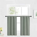 Cafe Blackout Curtains 30 inch Length (Grayish Green / 29"W x 30"L (Pack of 2))