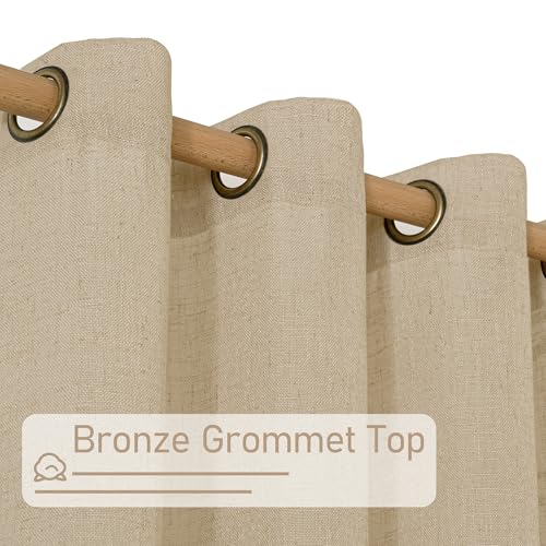 Brown Sheer Linen Curtains for Living Room 96 Inches Long 2 Panels (52"W x 96"L (Pack of 2) / Brown)