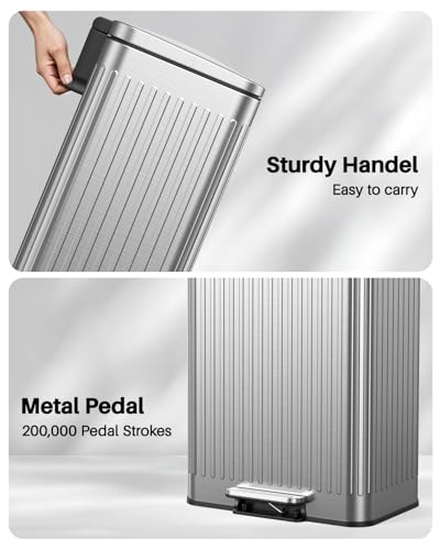60 Liter 16 Gallon Stainless Steel Trash Can with Soft (Silver / 16 Gallon)