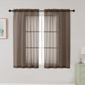 Chocolate Sheer Curtains for Bedroom Living Room 45 Inch Length 2 Panels (Chocolate / 42"W x 45"L (Pack of 2))