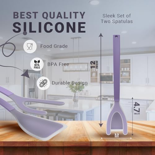 Silicone Egg Flipper Spatula Tongs (Purple)