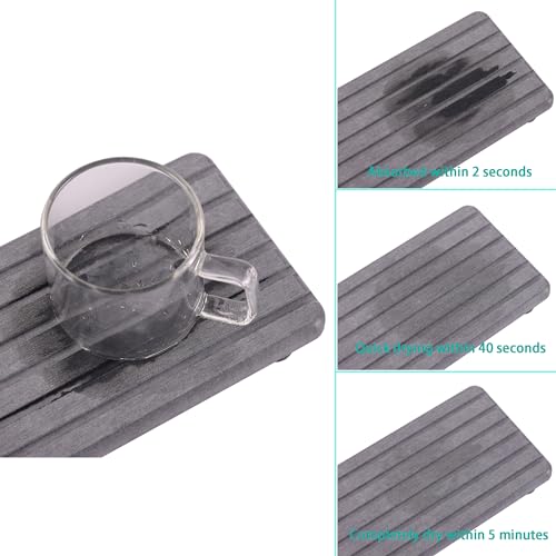 2 PCS Water Absorbent diatomite Coasters (12.2 x 4 inches / Dark Grey)