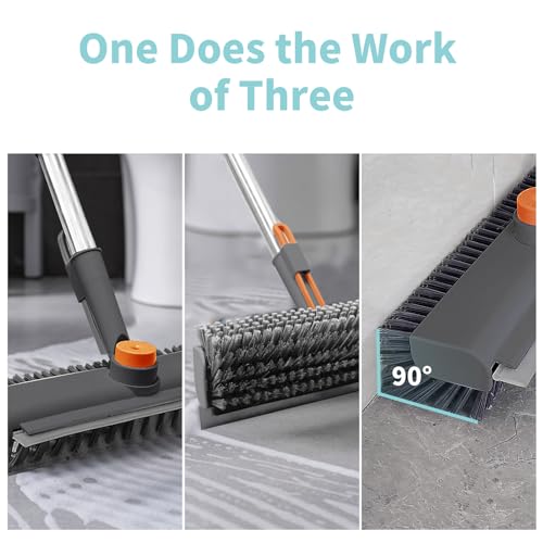 Floor Scrub Brush with Long Handle (Gray / 1 PACK)