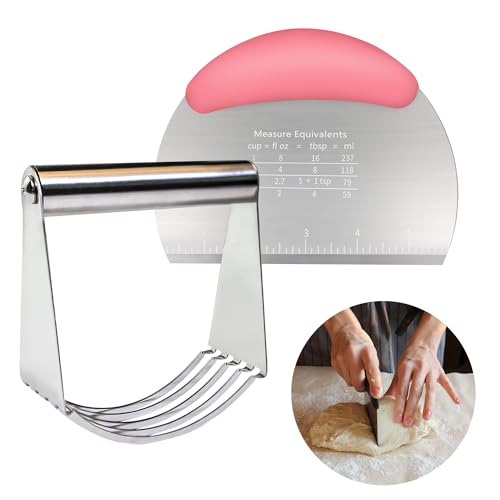 Pastry Cutter Dough Scraper Dough Cutter Scraper Tool Kitchen Pastry Blender (Pink-)