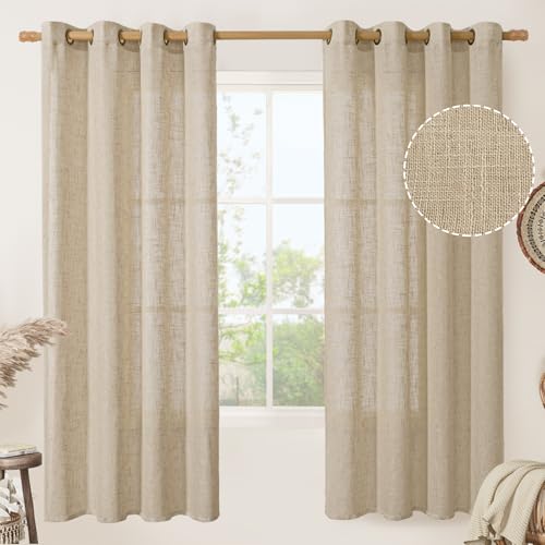 72 Inches Long Brown Linen Curtains for Bedroom 2 Panels Set (52"W x 72"L (Pack of 2) / Brown)