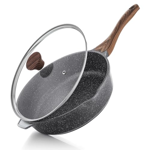 Nonstick Deep Frying Pan Skillet (Gray / 11-inch/4.5QT)