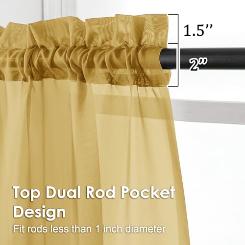 Gold Sheer Curtains 72 Inches Long 2 Panels (Gold / 42"W x 72"L (Pack of 2))