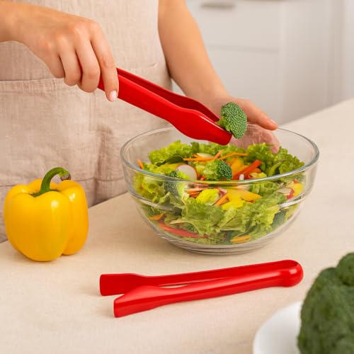 3 Piece Plastic Tong Set (Dark Red, Red, Pink)