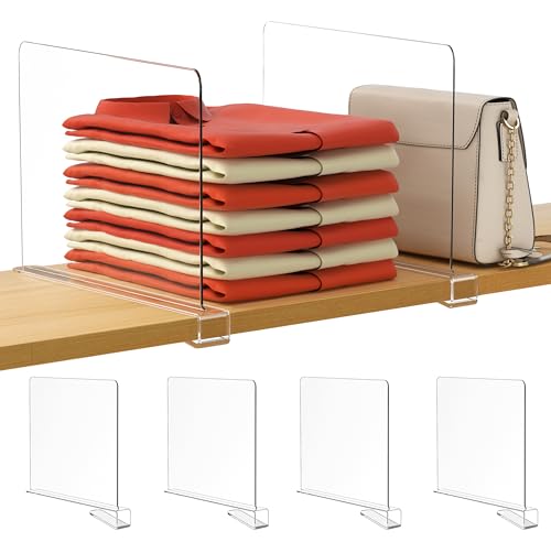 12 Inches Tall [Extra Tall Version] Clear Shelf Dividers (Clear (12 Inches Tall, Higher Style) / 4 PCS)