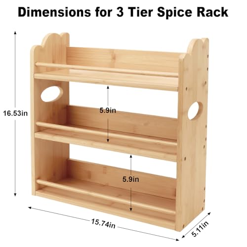 3 Tier Bamboo Spice Rack (Natural)