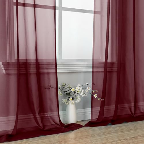 Burgundy Sheer Curtains (Burgundy / 42"W x 96"L (Pack of 2))
