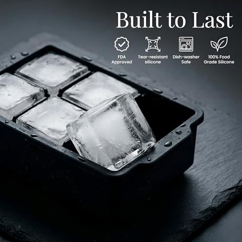 Large Silicone Ice Cube Tray (Black / 2-Pack)