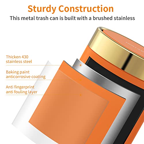 0.4 Gal Orange Desktop Mini Swing Lid Trash Can (Orange / 1.5 Liter)