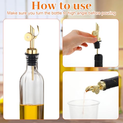 12 Pcs Weighted Stainless Steel Liquor Bottle Pourers Auto Flip Olive Oil Dispenser Spout Balsamic Alcohol Pourer Spouts for Home Bar Accessories
