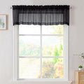 Black Valances 14 Inches Long for Living Room Pocket 2 Panel Light Filtering Sheer Translucent Valence Toppers for Window Kitchen Bathroom Bedroom 42x14 Inch Length (Black / 42"W x 14"L (Pack of 2))
