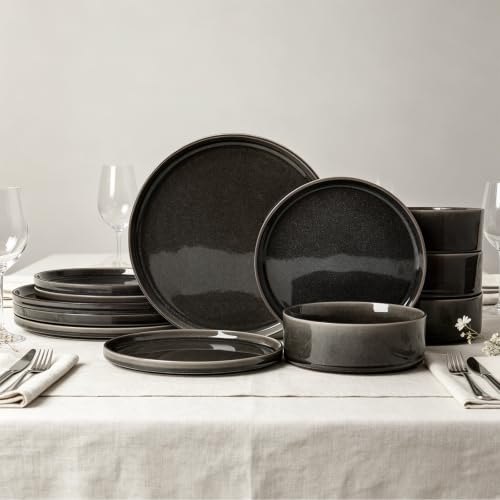 Dinnerware Sets for 4 (Glaze Black / 4-Set(12pcs))