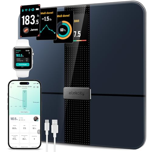 Smart Scale for Body Weight and Fat (Black-Color Screen / 11.8 x 11.8 inches)