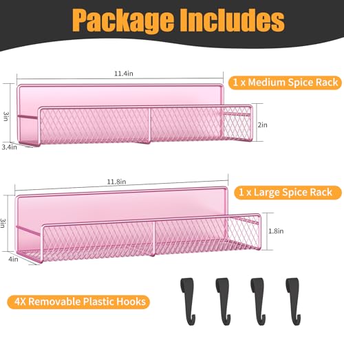 Magnetic Spice Rack for Refrigerator (Pink / 2 Pack)