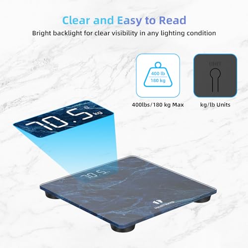 High Precision Digital Bathroom Scale with Step (Blue 400lb)