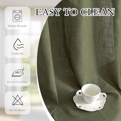 Extra Long Sheer Curtains Farmhouse (50"W x 108"L (Pack of 2) / Olive Green-new)